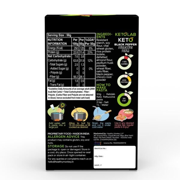 Ketolab Keto Pepper Fettuccine Pasta (Flat noodles) - Image 7